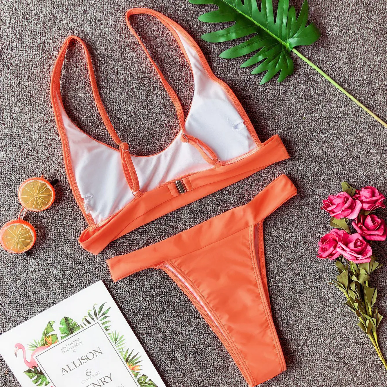 Plain High Rise Thong Bottom Bikinis