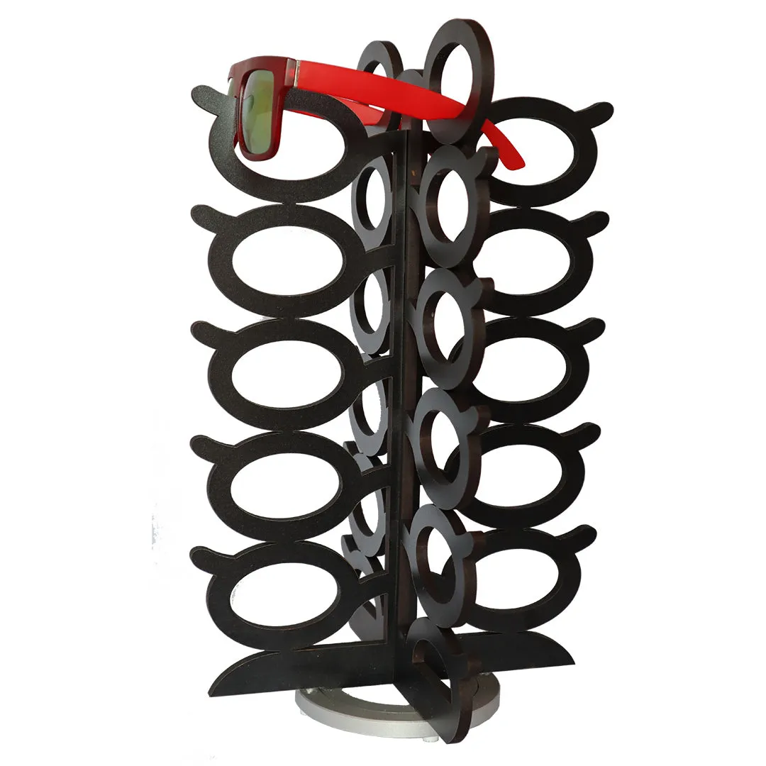 Rotating Wood Sunglasses Rack  - 20-Pair - Oversized Glasses