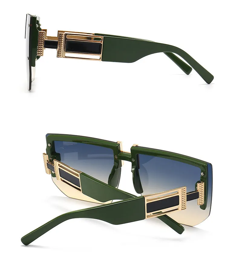 Trendy High-Quality Vintage Oversized Square Rimless Gradient Sunglasses