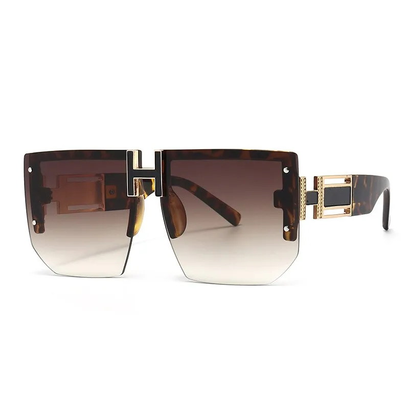 Trendy High-Quality Vintage Oversized Square Rimless Gradient Sunglasses