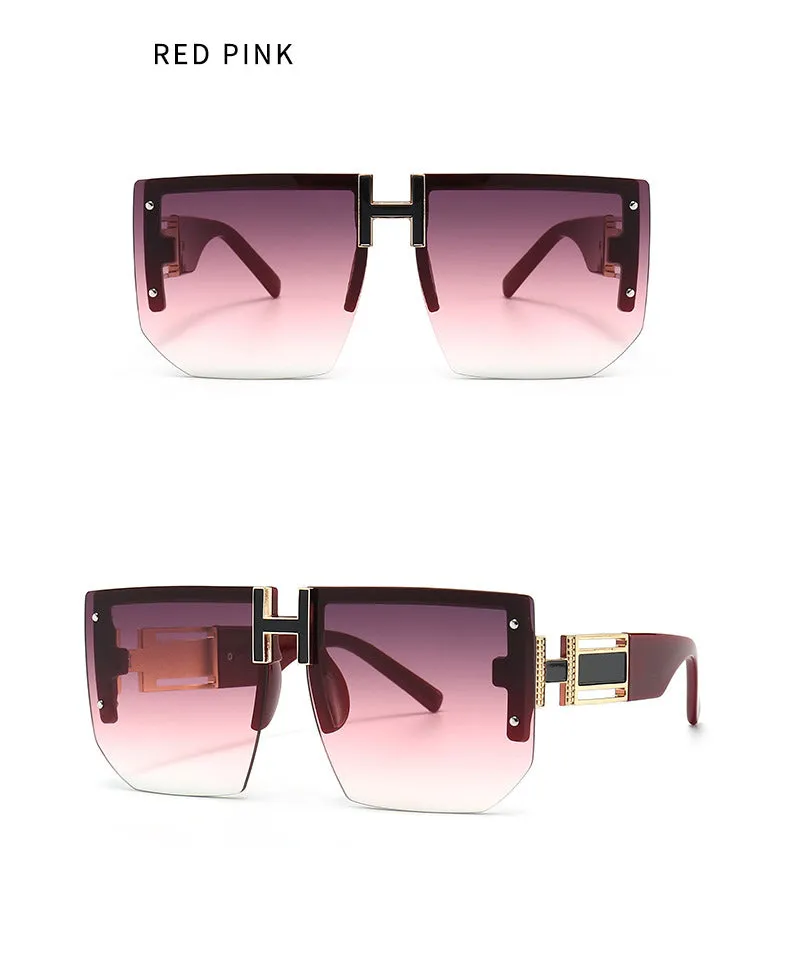 Trendy High-Quality Vintage Oversized Square Rimless Gradient Sunglasses