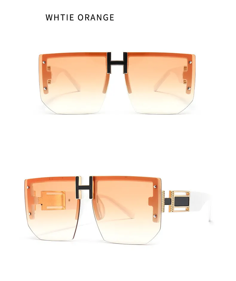 Trendy High-Quality Vintage Oversized Square Rimless Gradient Sunglasses