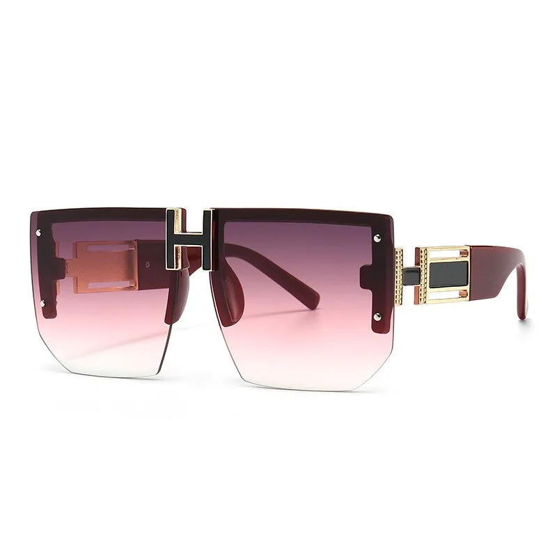 Trendy High-Quality Vintage Oversized Square Rimless Gradient Sunglasses
