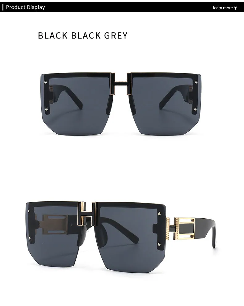 Trendy High-Quality Vintage Oversized Square Rimless Gradient Sunglasses