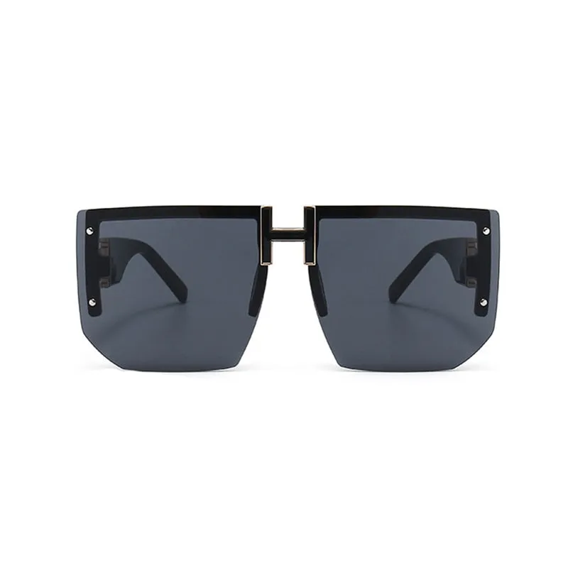 Trendy High-Quality Vintage Oversized Square Rimless Gradient Sunglasses