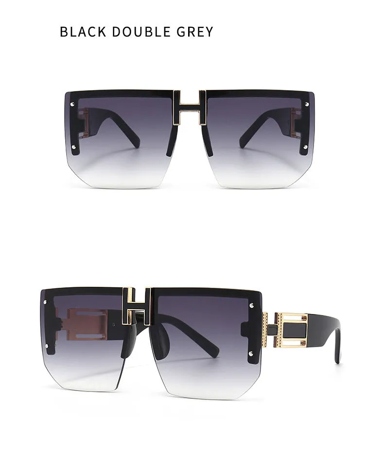 Trendy High-Quality Vintage Oversized Square Rimless Gradient Sunglasses
