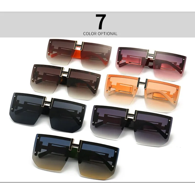 Trendy High-Quality Vintage Oversized Square Rimless Gradient Sunglasses