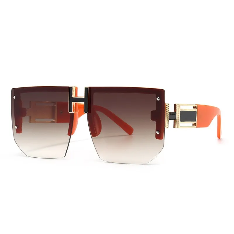 Trendy High-Quality Vintage Oversized Square Rimless Gradient Sunglasses