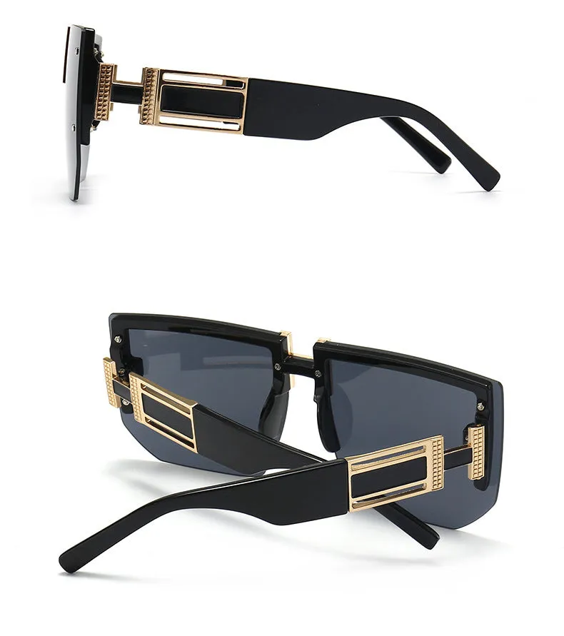 Trendy High-Quality Vintage Oversized Square Rimless Gradient Sunglasses