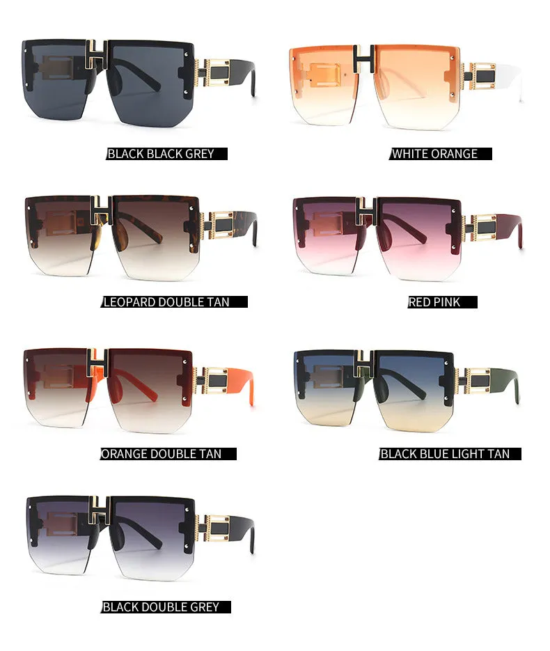 Trendy High-Quality Vintage Oversized Square Rimless Gradient Sunglasses