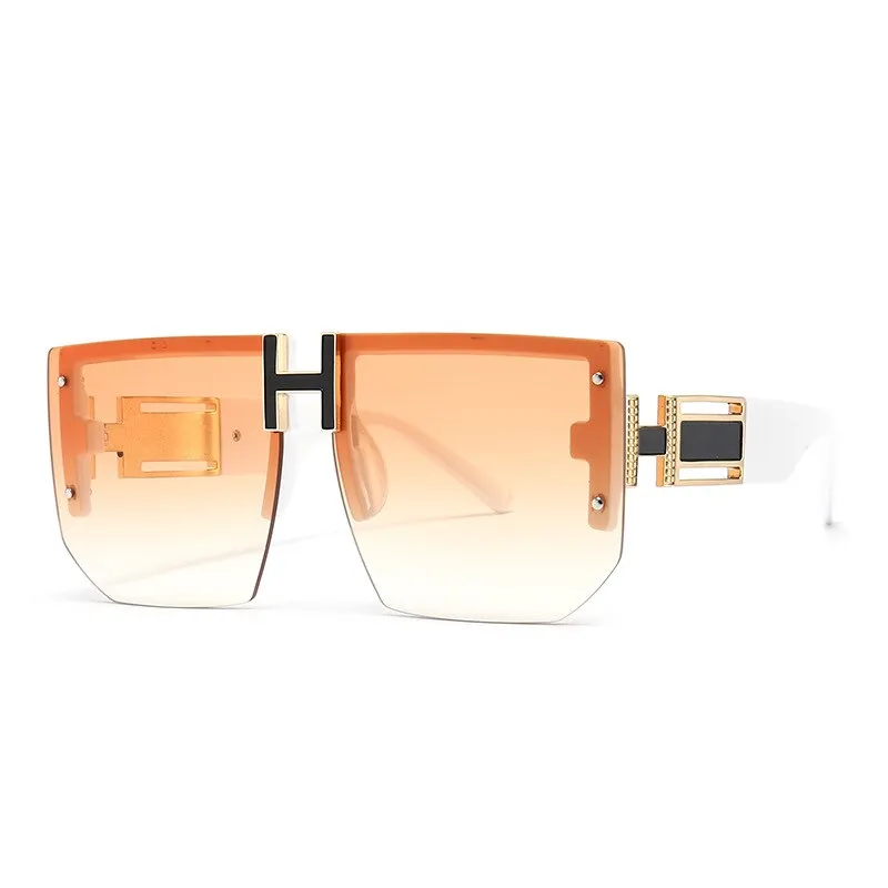 Trendy High-Quality Vintage Oversized Square Rimless Gradient Sunglasses