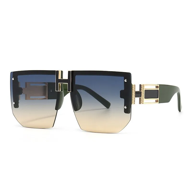 Trendy High-Quality Vintage Oversized Square Rimless Gradient Sunglasses