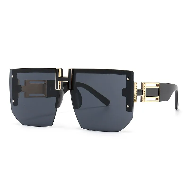 Trendy High-Quality Vintage Oversized Square Rimless Gradient Sunglasses