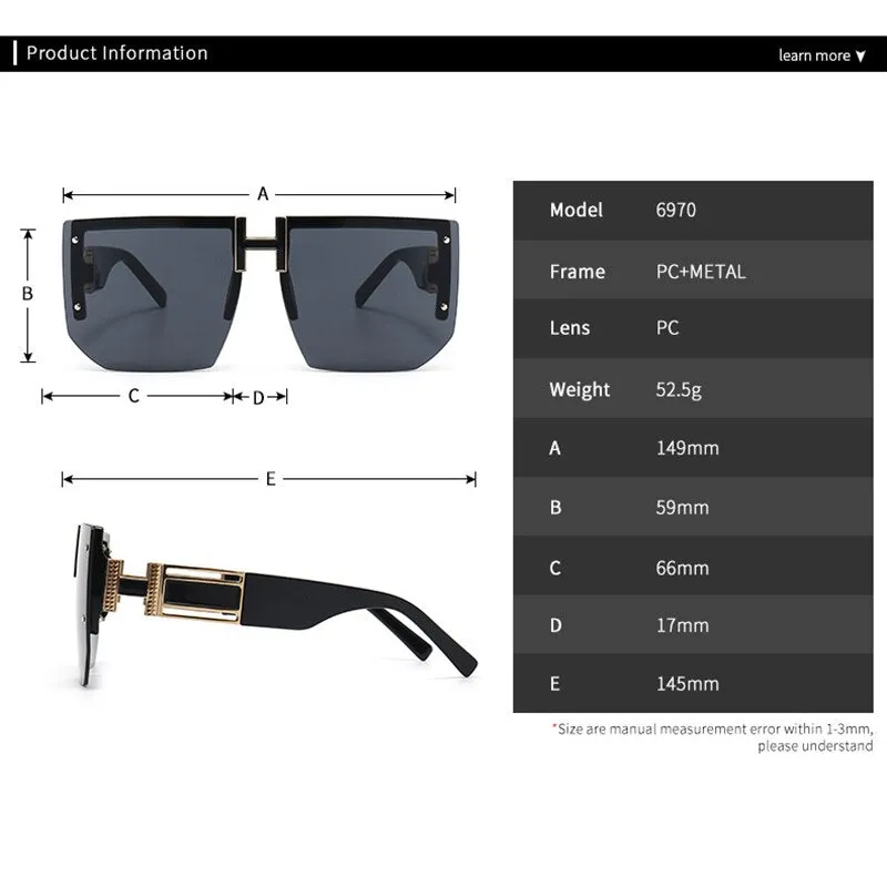 Trendy High-Quality Vintage Oversized Square Rimless Gradient Sunglasses